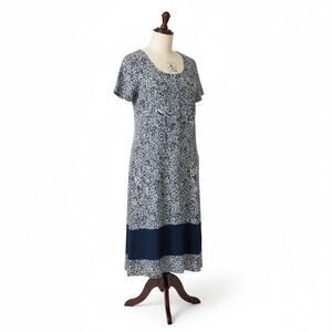 Vintage Studio 25 Floral Denim Dress Cottagecore Country Living Prairie Retro S